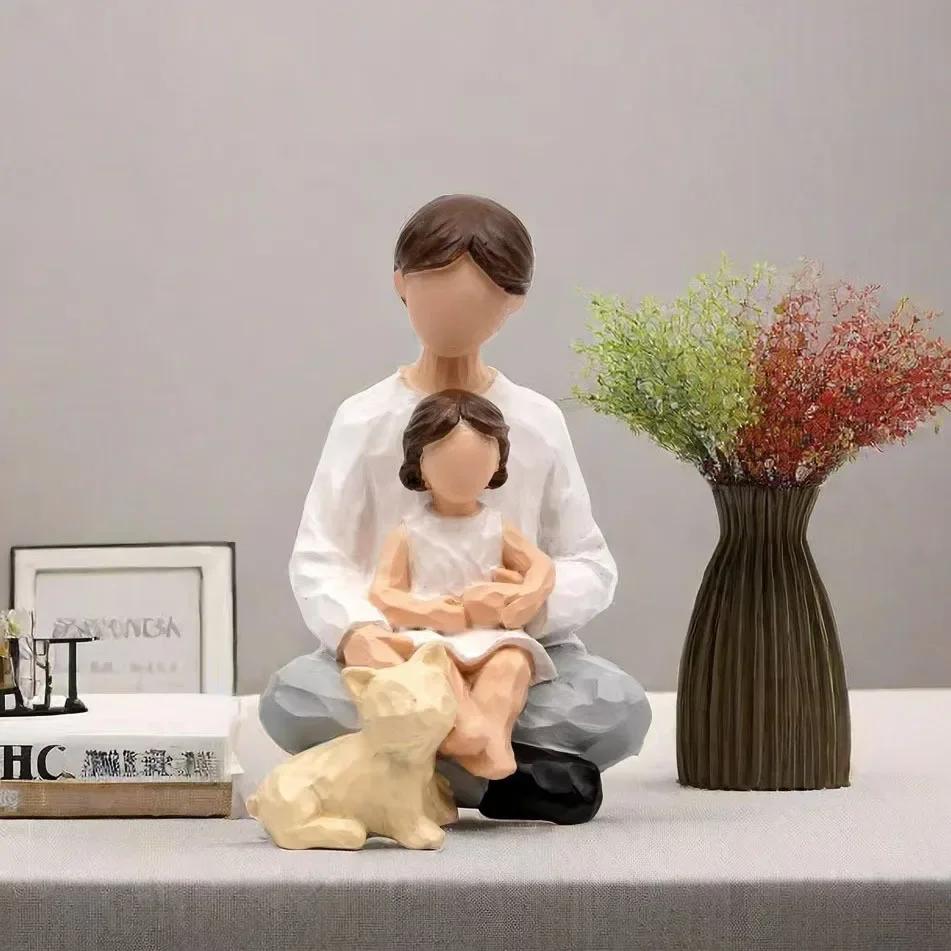 Resin Ornament Girl Holding Horse Statue Angel Home Decor Desktop Decoration Handmade Craft Gift for Collectors Figurine