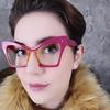 Trendy purple anti blue light oversized reading glasses women fashion clear cat eye square eyeglasses frames