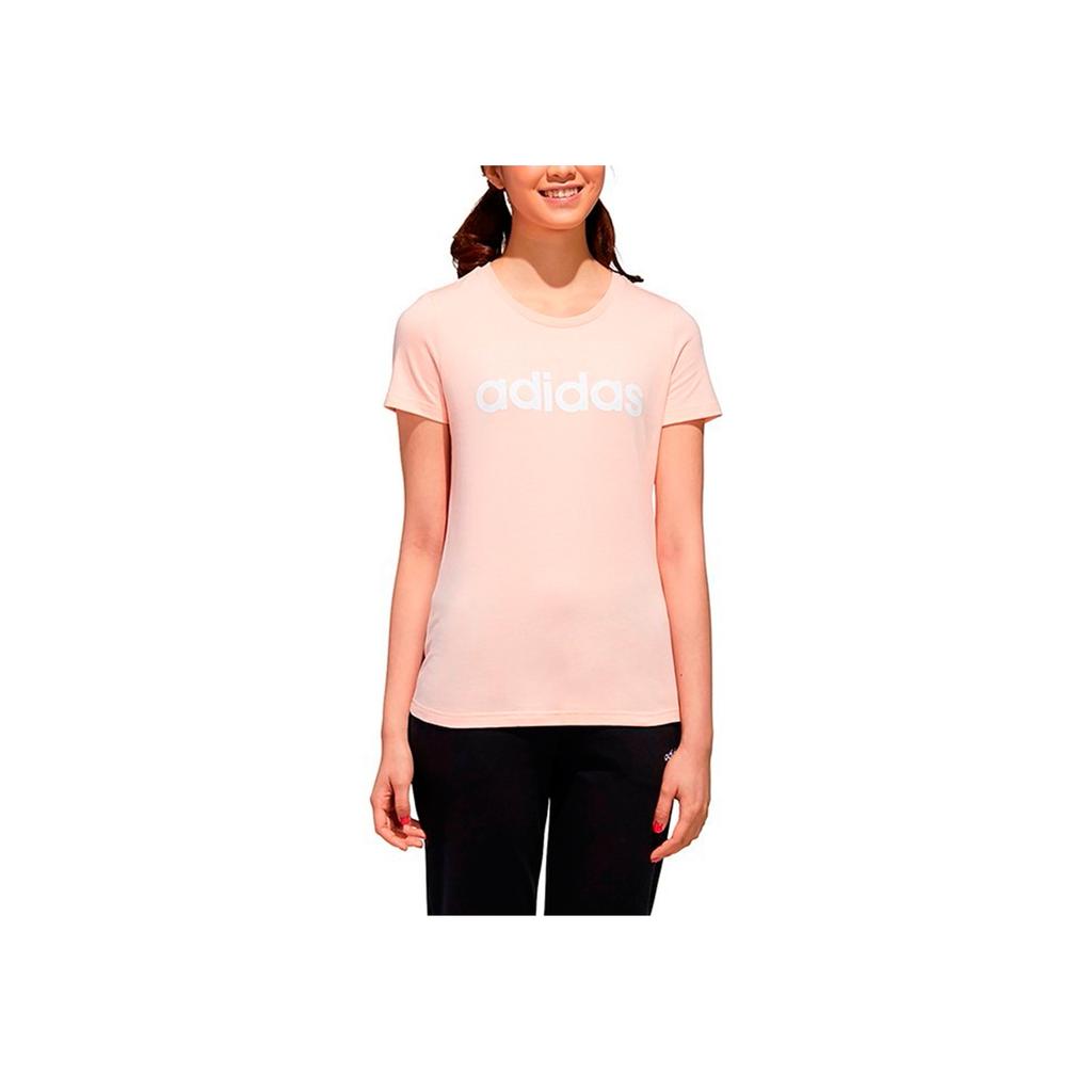 Adidas Neo Letter Print Casual Sports Round Neck T-Shirt Women Tops Pink GJ7931