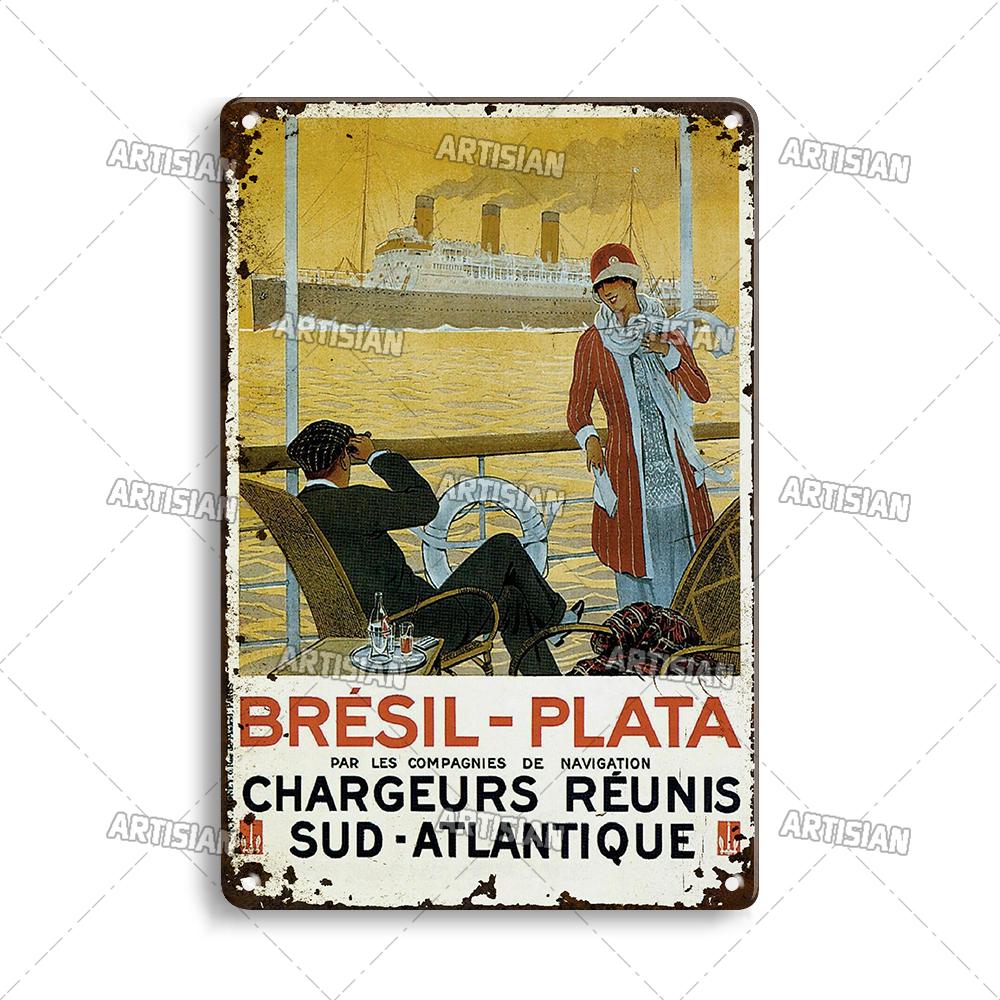 Nostalgic Brazil Metal Poster Vintage Travel Metal Tin Sign Decorative Plate Home Bar Studio Wall Decor Metal Plaque