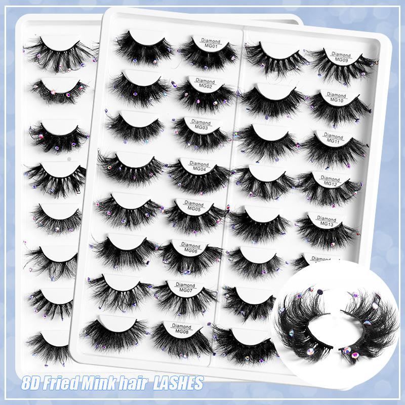 Europe And The United States With Diamond False Eyelashes 3d Three -Dimensional Natural Thick Grafted Eyelashes
