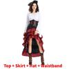 Game Themed Pirate Queen Costume With Ruffled Long Dress For Cosplay Enthusiasts