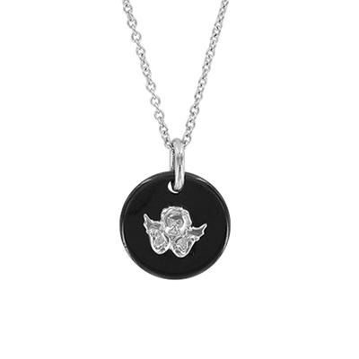 [R4913] - Silver Necklace 'Little Angel' Silver Black (rhodium) - 15mm (ceramic)