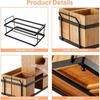 Bamboo Utensil Holder for Party, Wooden Flatware Caddy with 4 Removable Sections, Silverware Organizer with Metal Tray for Kitchen Picnic