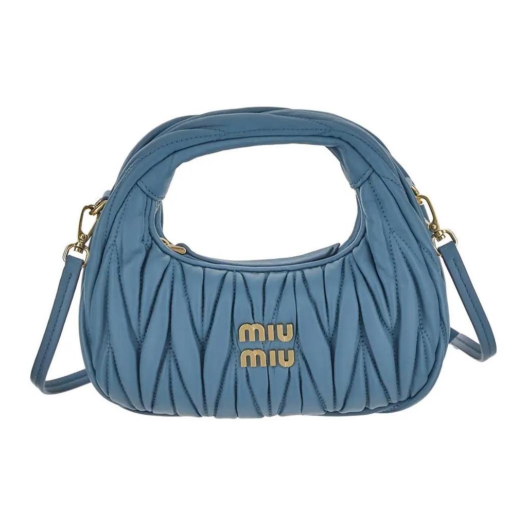 MIU MIU Wander Matelassé Hobo Bag Women Handbags Blue 5BP078_N88_F0F16