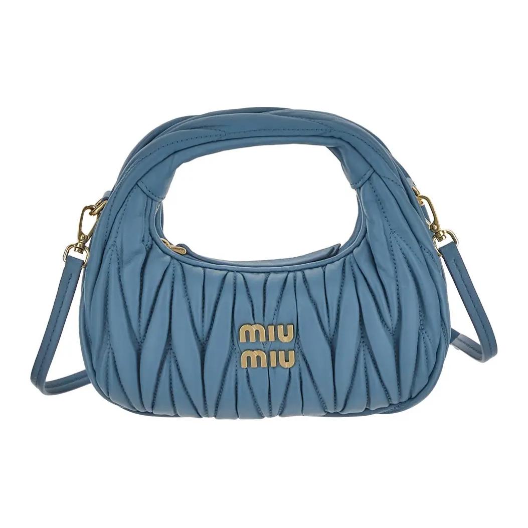 

MIU MIU Wander Matelassé Hobo Bag Women Handbags Blue 5BP078_N88_F0F16 Basic Set (Bag+Dust Bag)