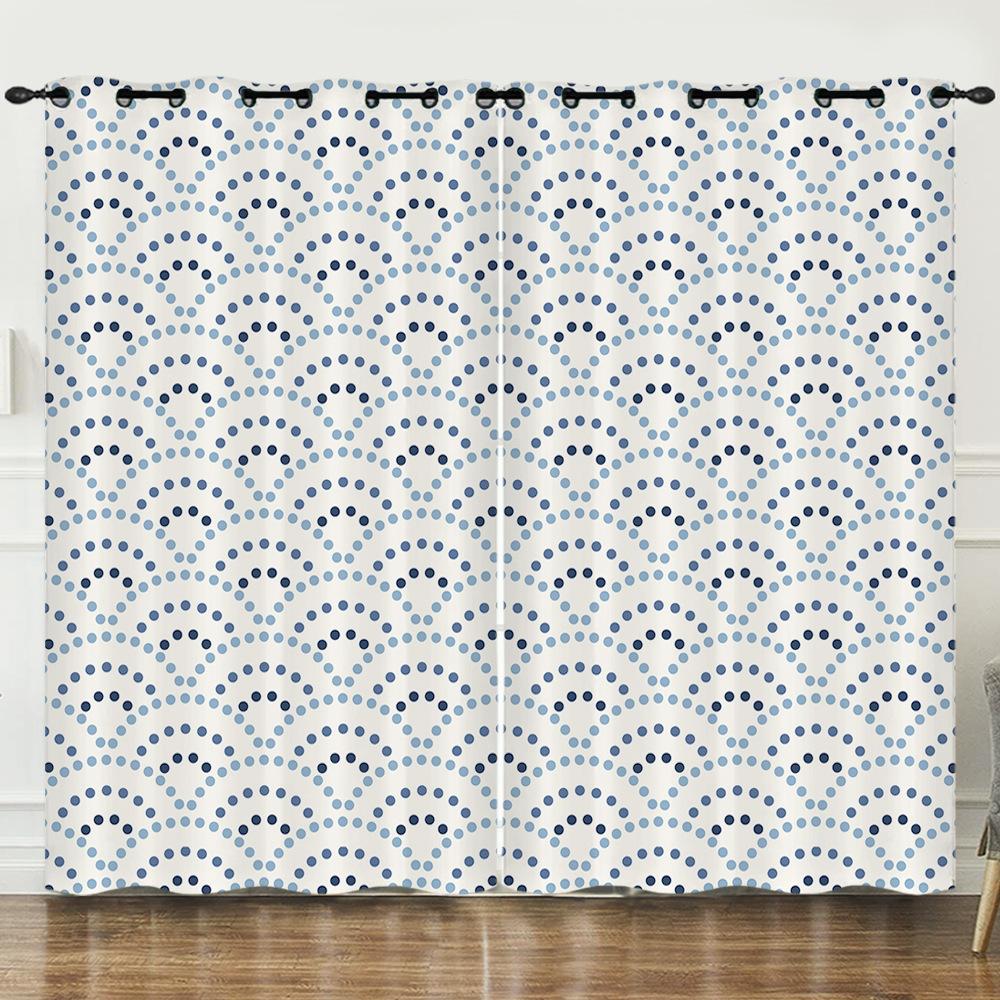 Curtains Simple And Simple Pattern 3D Digital Printing Blackout Curtain Punching