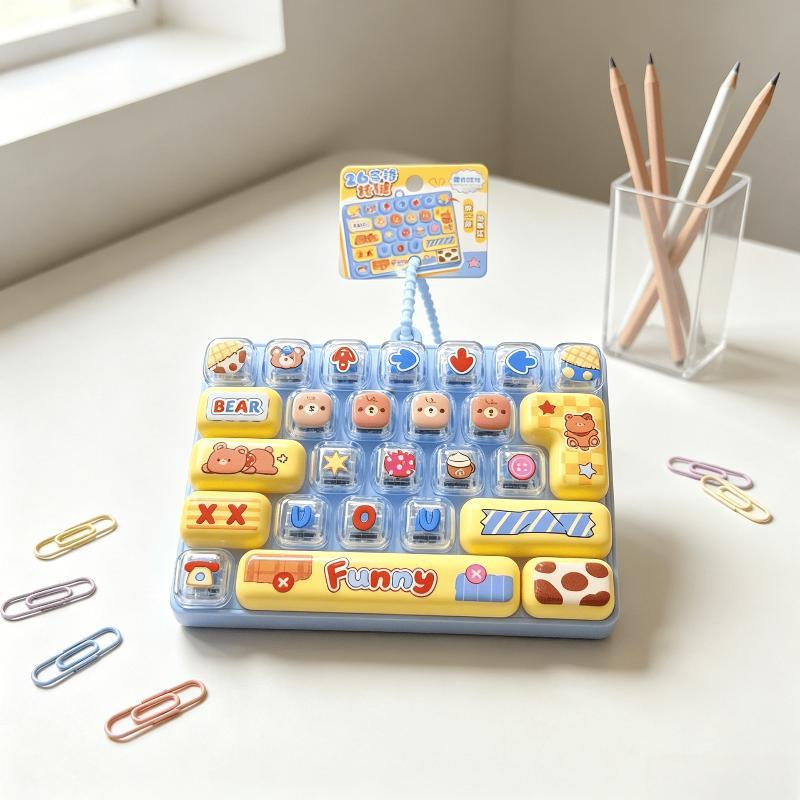 26-Key Stress Relief Keyboard Toy Keychain Cute Creative Fidget Pendant for Adults Kids Anxiety Relief School Bag Decor Gift