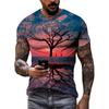Fashion Landscape original men's T-shirts Summer Casual O Collared Tees Short Sleeve New 3D Printed Trend Street Leisure Tops