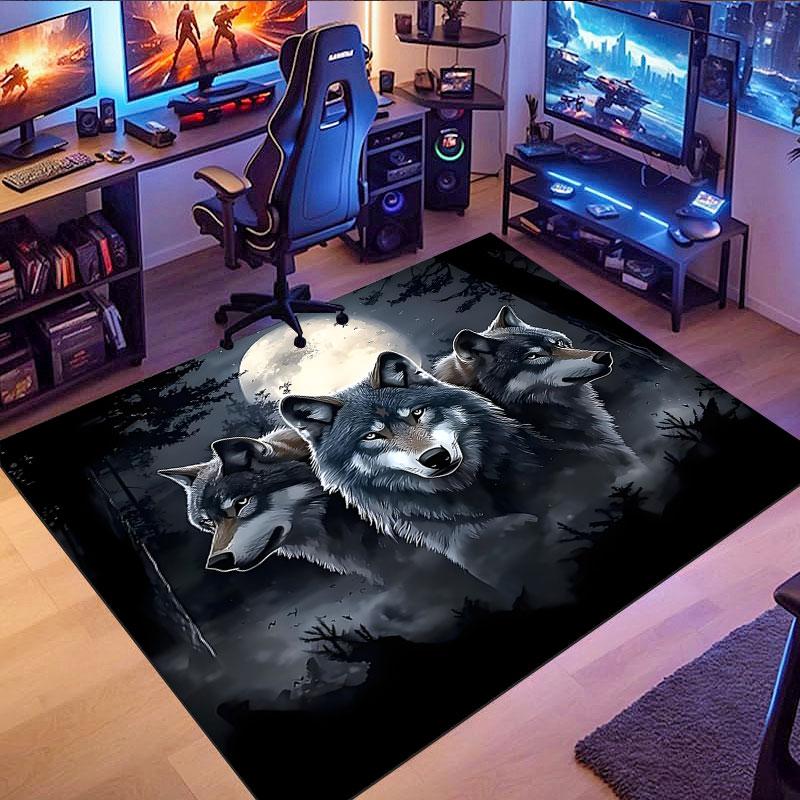 Wolf-themed Rug, Non-slip Rug, Suitable for Living Room, Bedroom, Game Room, Computer Room and Home Décor.