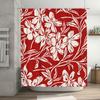 Red White Floral Shower Curtain Bathroom Decor Luxury Bathtub Curtains For Home, Hotel Or Spa Printed Fabric Water Repellent Bat