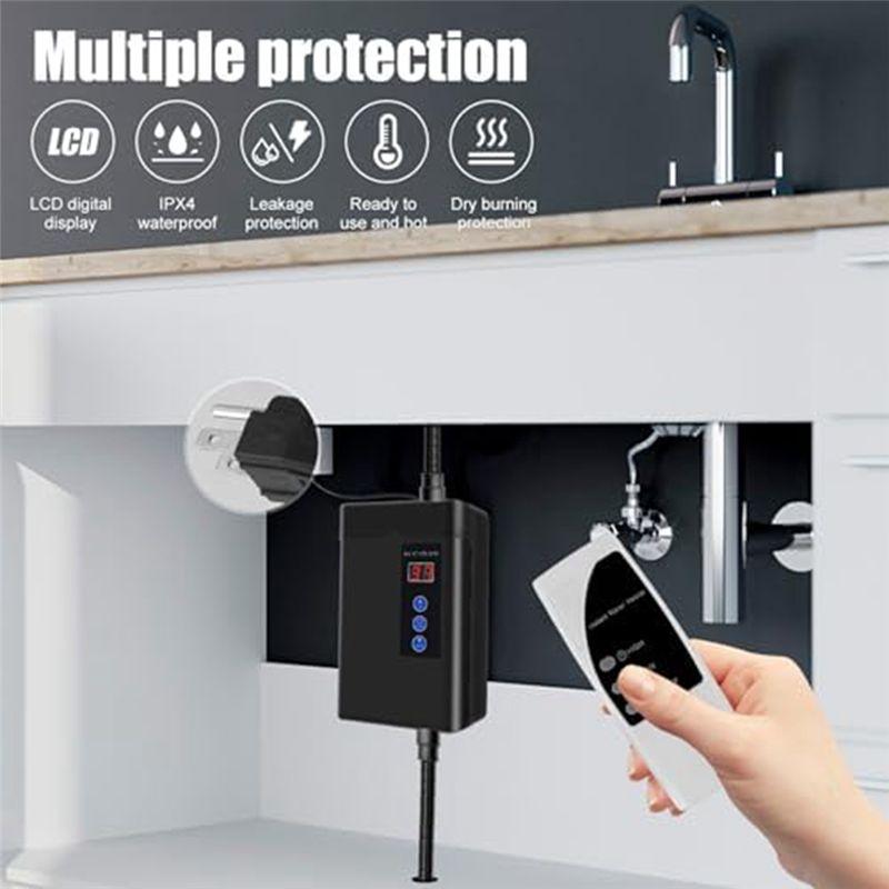 A20F-Tankless Water Heater Electric, 3000W 110V Instant Hot Water Heater With Remote Control Digital Display US Plug