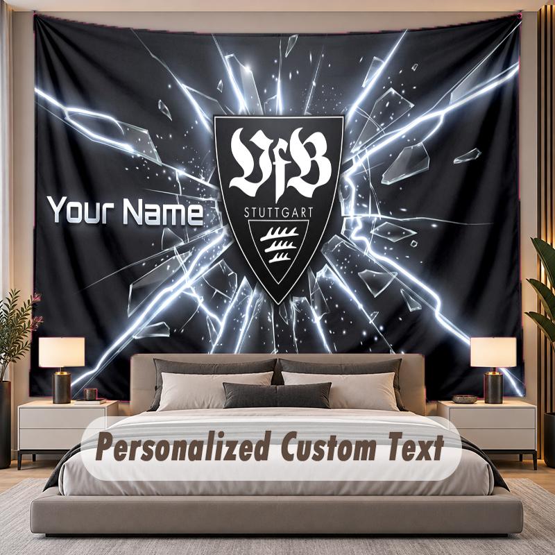 Custom Name Text Tapestry VfB Stuttgart FC Personalized Polyester Wall Tapestry For Bedroom And Room