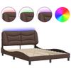VidaXL Cadre de Lit avec Lumières LED, Lit Rembourré, Lit Double, Lit Adulte de Chambre à Coucher Intérieur, Moderne, Marron 3213922