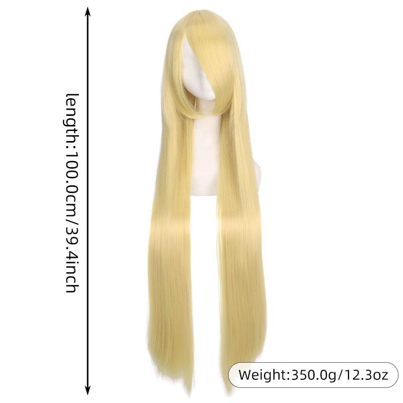 100cm Colored Straight Bangs Women's Synthetic Wig Heat Resistant Fiber Multi Color Party Anime Roleplay Free Wig Cap