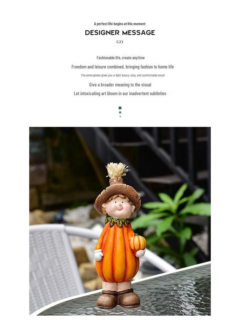 Ceramic Pumpkin Man Home Decor - Harvest Festival Resin Gift
