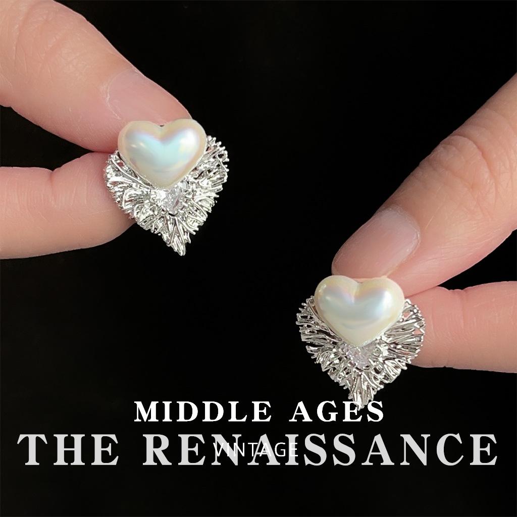 Light love zircon stud earrings colorful pearls exaggerated style earrings fashion earrings women