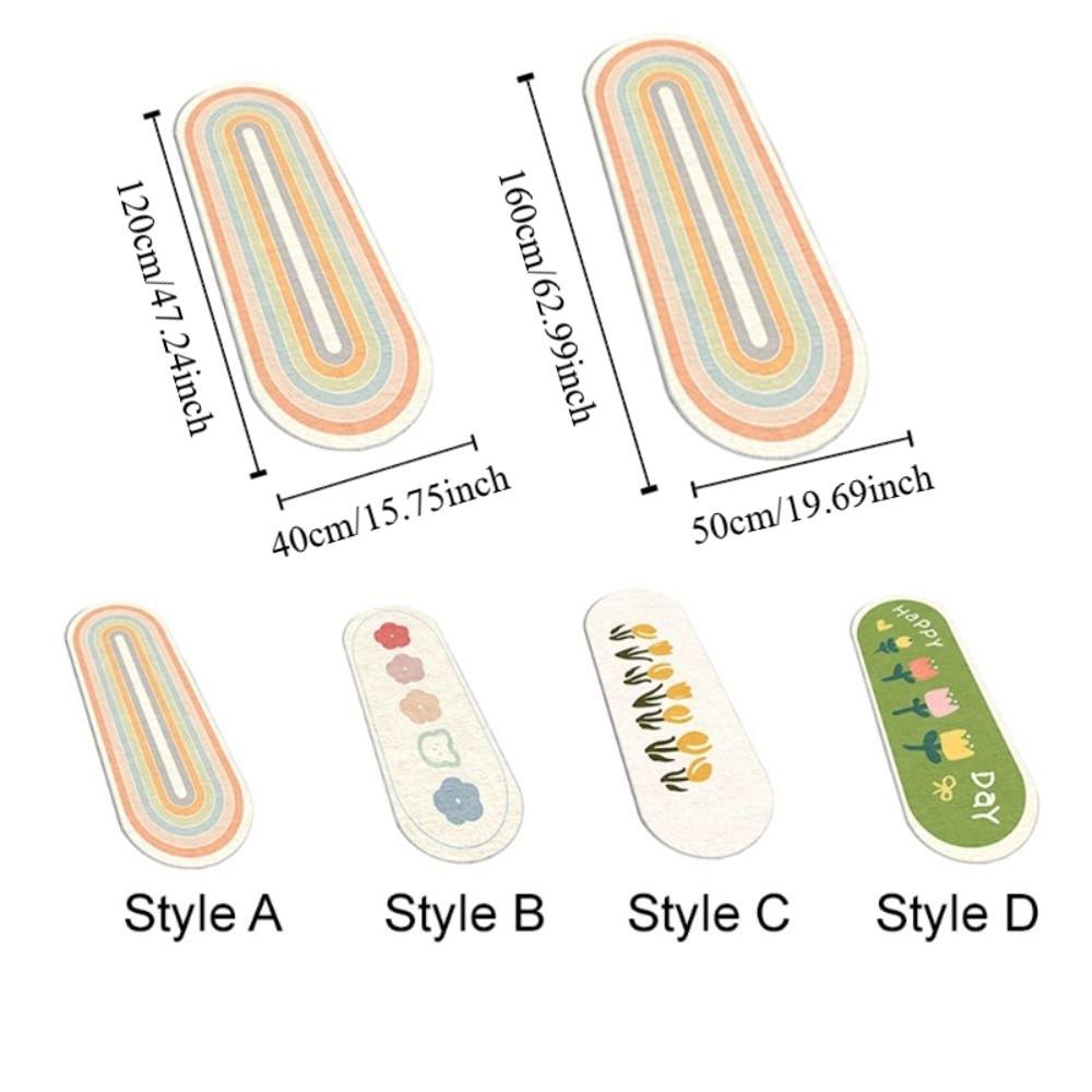 Imitation Cashmere Cartoon Pattern Bedside Carpet Plush Doormat Oval Bedroom Rug  Sofa Area