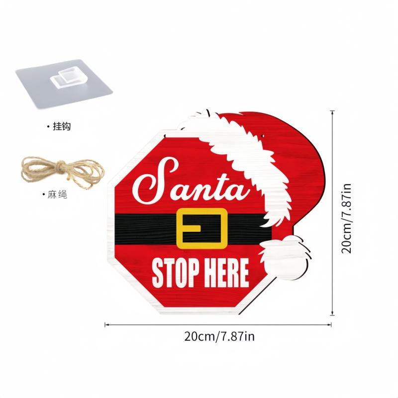 

1pc 2D Christmas hat wooden pendant holiday party porch decoration hanging decoration
