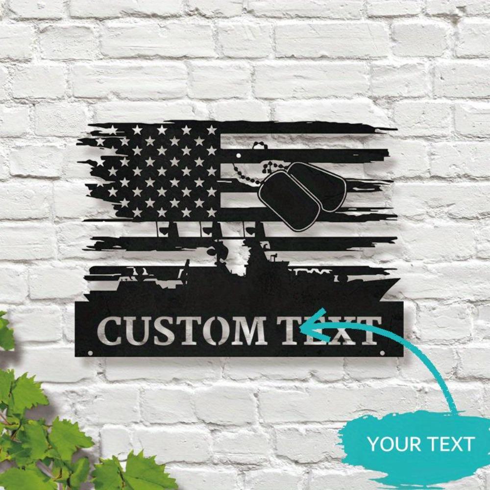 Handmade US Navy Veteran Metal Sign, Personalized Name Plate Wall Art, Home Decor Ornament, Metal Craft Sculpture 12inch/30cm