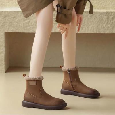 Snow Boots Women Winter New 2025 Soft Sole Short Boots Retro Non-Slip Winter Warm Waterproof Thick Sole Plush Cotton Flat Shoes