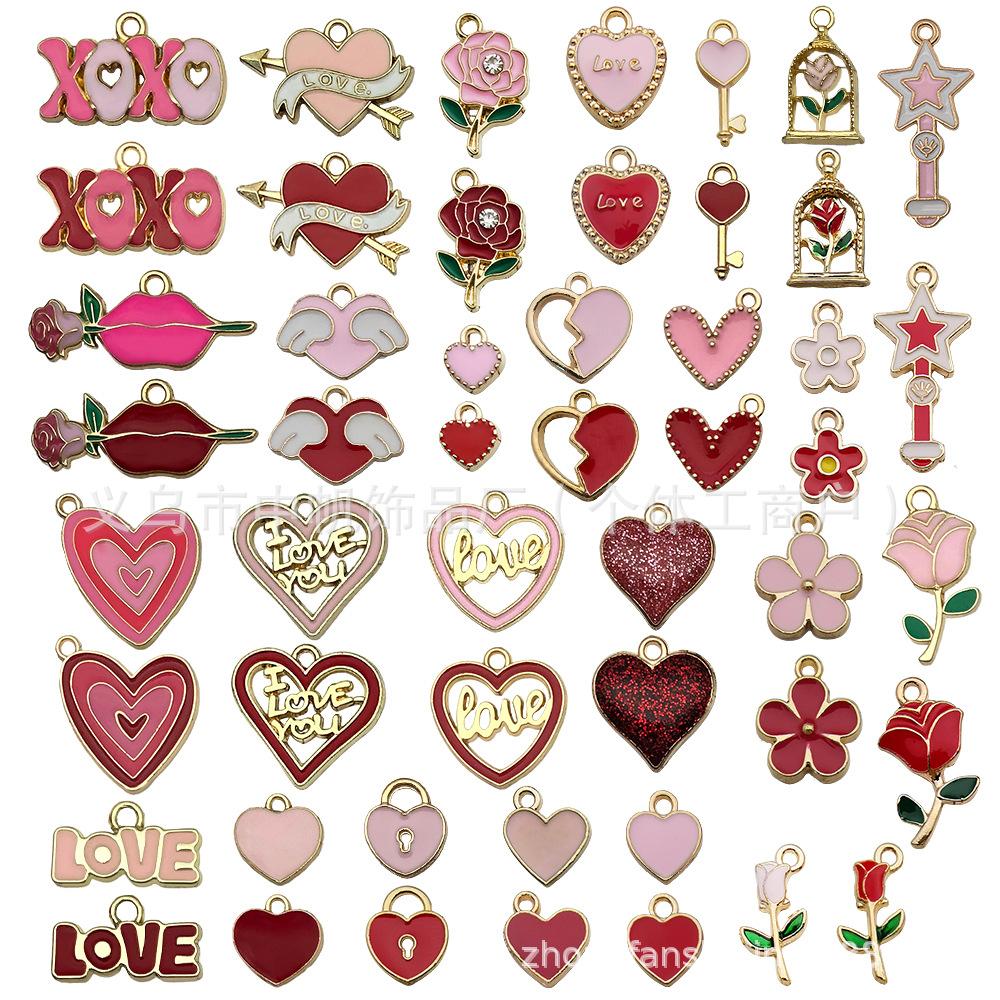 Red And Love Heart Peach Jewellery Accessories Diy Bracelet Keychain Necklace Pendant Alloy Oil Drop