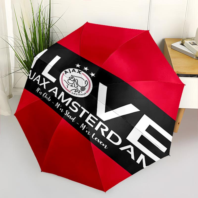 AFC Ajax Print Automatic Umbrella, 8 Rib Iron Frame, Plastic Handle, Suitable for Outdoor Travel &Daily , Ideal Gift