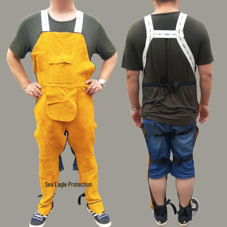 Fireproof Pure Cowhide Welding Apron - Heat-Resistant, Wear-Resistant Protective Suit with Scald Protection