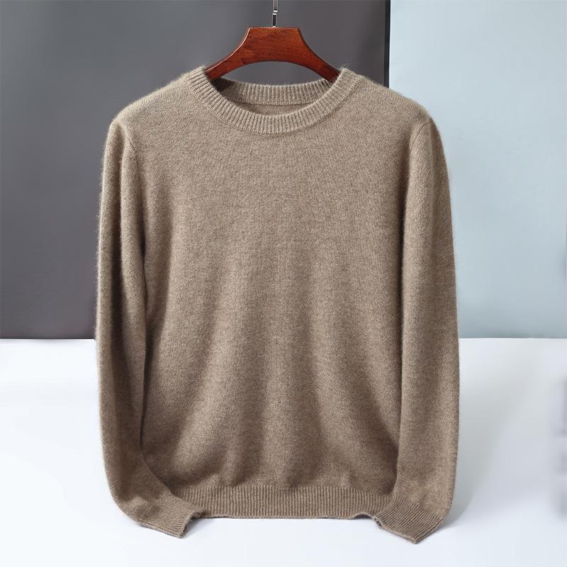 New round neck 100 pure cashmere sweater solid color loose thickened pullover knitted primed warm sweater