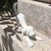 Abstract Ribbon Dog Statue White Ribbon Puppy Resin Figurine Sculpture Home Office Desktop Decoration Ornament