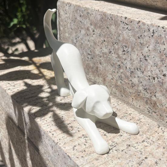 Abstract Ribbon Dog Statue White Ribbon Puppy Resin Figurine Sculpture Home Office Desktop Decoration Ornament