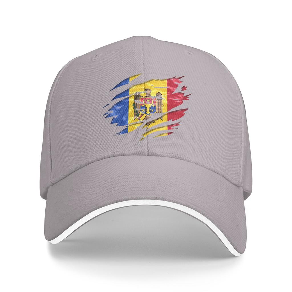 Ripped Rip Open Moldova Flag Palm Baseball Cap Tennis Skate Sun Visor Trucker Hat Couple WomenFashion Print Baseball Caps
