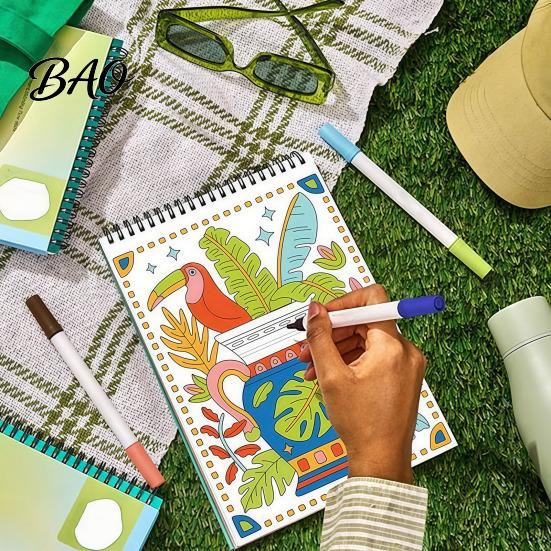 Spiral Bound Drawing Album Trace-By-Groove Guided Coloring Book, Clear Artistic Printing with 20 Decorative And Painting Set for Teens Scenes