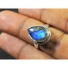 Natural Labradorite 925 Sterling Silver Pear Handmade Vintage Ring US-7.5 MK-78