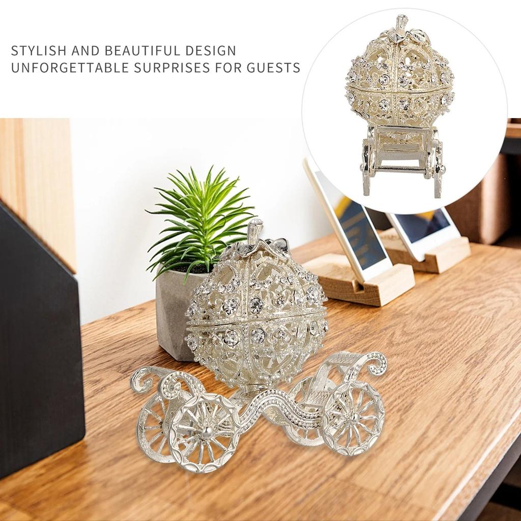Rhinestone Crystal Pumpkin Trinket Box Cinderella Carriage Jewelry Chests Creative Gift Ornament  Carriage Bags Accessories Gift