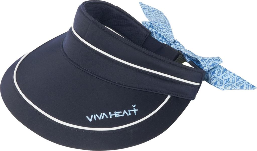 [Viva Heart] Women's Golf Hat, Patterned Ribbon Sun Visor, Adjustable Size, Navy