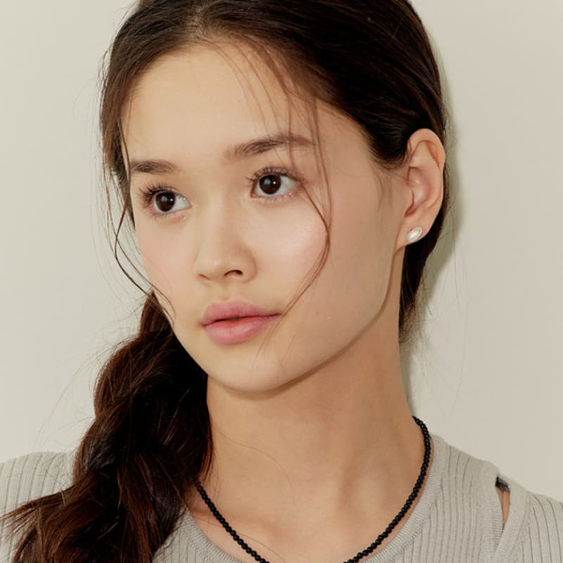 Murmur [925silver]Matt Shine Oval Stud Earrings