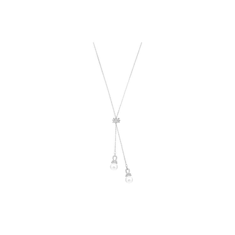 Swarovski Original Rhodinierte Y-Halskette Damen Halskette Weiß 5467313