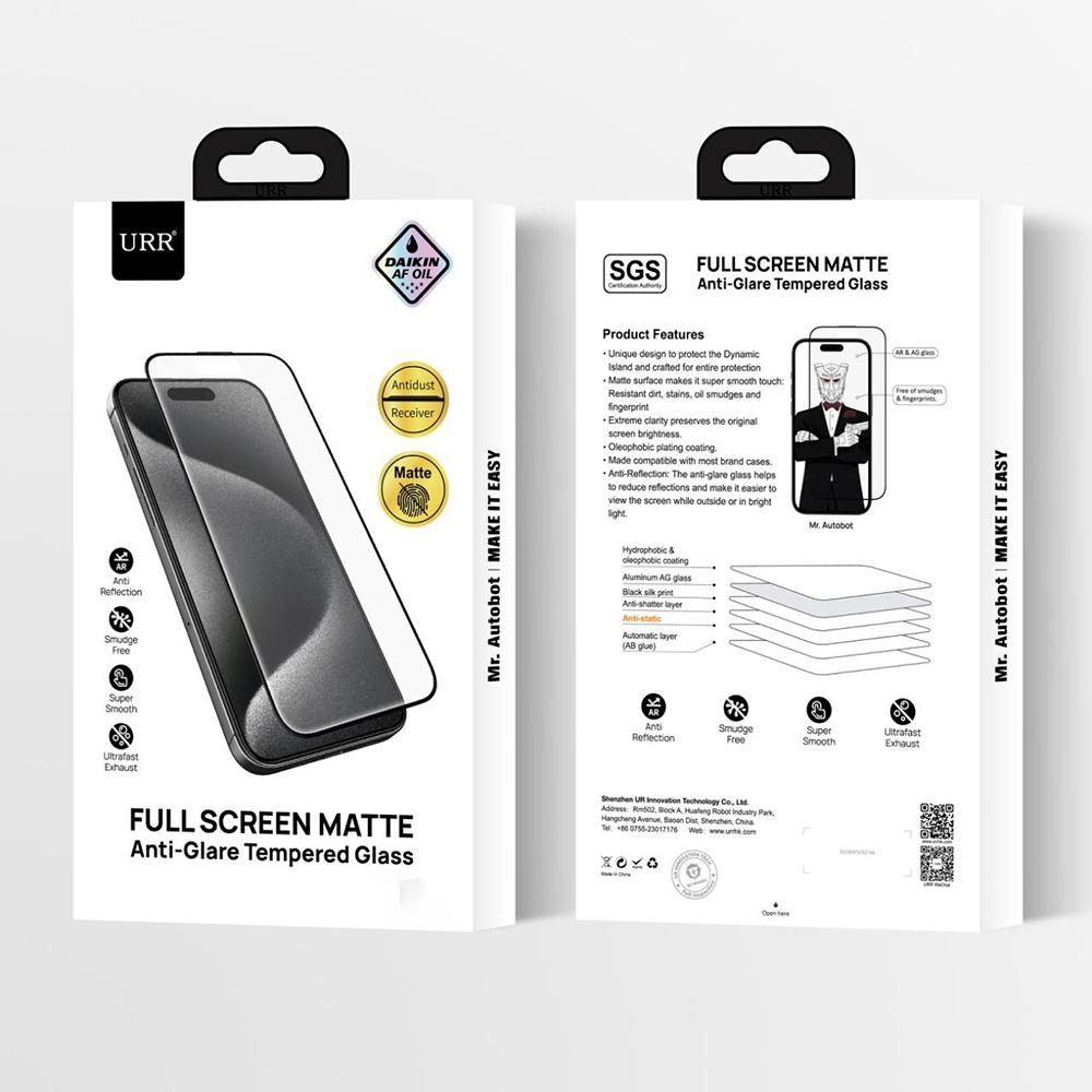 URR Für iPhone 17 Pro Blendschutz-Displayschutzfolie 0,26 mm 9H Mattes gehärtetes Glas Anti-Fingerabdruck