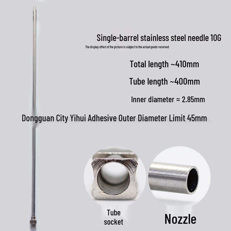 Stainless Steel 410mm Sharp Tip Glue Dispensing Valve with Flat Mouth for Injection Syringe Experimental Needle.