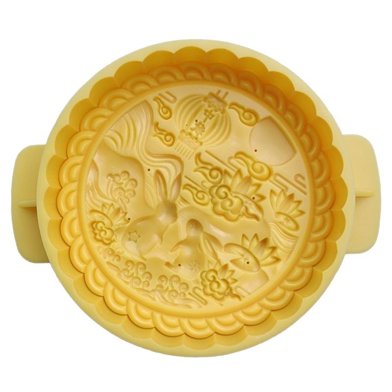 Round Moon Rabbit Mooncake Mold 300g 600g Mid Autumn Festival DIY Hand Pressure Fondant Moon Cake Mould Decoration Tool