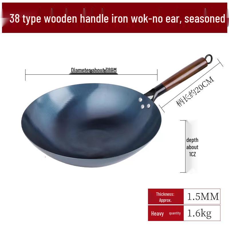 Zungenspitzen-Eisen-Pfanne – Runder Boden, Geschmiedete Unbeschichtete Antihaftpfanne für den Haushaltsgebrauch