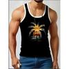 Retro Striped Graphic Tank Tops For Men Fashion Casual Summer Sleeveless 3D Printed Vest Loose Crew Neck Quick Dry Sports Tees