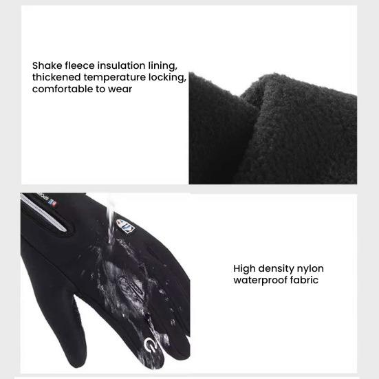 Waterproof Thermal Gloves Windproof Cycling Gloves Fleece Lined Touch Screen Gloves with Non-Slip Palm for Men Women Skiing Driving Hiking