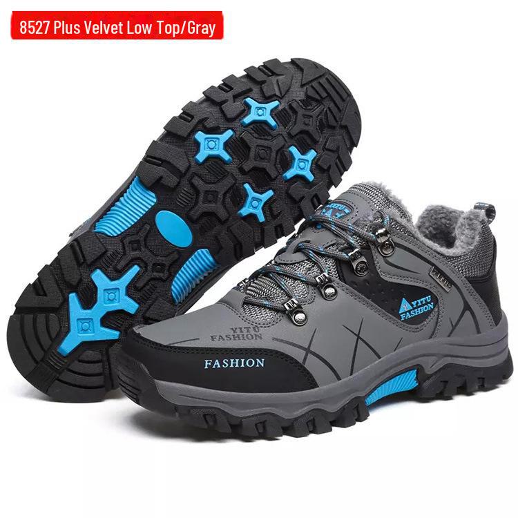 Męskie wysokie buty do biegania i wędrówek na świeżym powietrzu - jesienno-zimowe, ciepłe, aksamitne, modne trampki