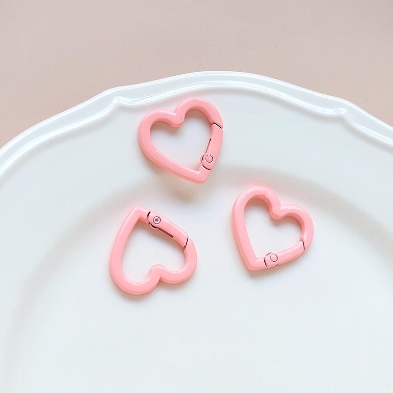 Macaron Color Heart Ring Keychain Clasp for DIY Jewelry, Bracelets, and Phone Chains