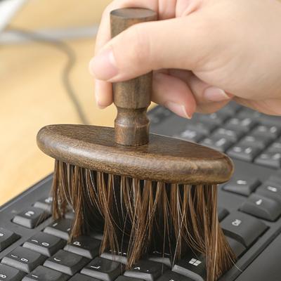 Reinigungsbürste, Holzgriff, weiche Borsten, multifunktionale Spaltreinigungsbürste für Tastaturen, Autoinnenräume, Desktop