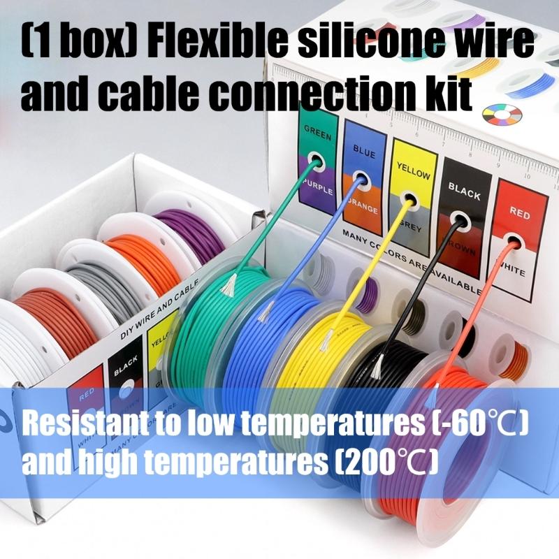 26/28/24/30AWG Electric Tinned Copper Cable Heat Resistant Flexible Silicone Wire 5 Colors Stranded Electrical Wire