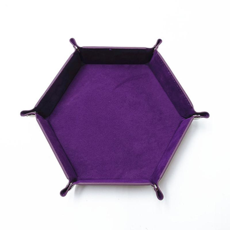 

Soft Hexagon Dice Tray Velvet Pu Leather Board Games Dungeon Flux Crafts New фіолетовий