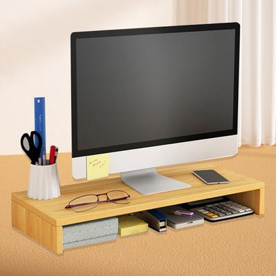 Wooden Computer Elevated Rack Monitor Stand Riser with Storage Compartment Easy Installation Office Desk Storage Organizer Laptop Holder